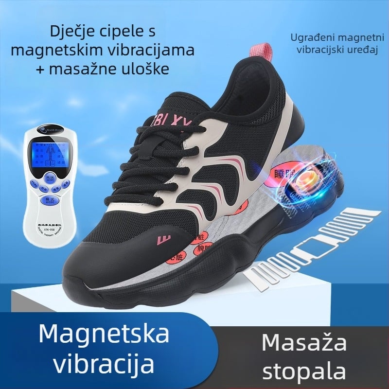 Cipele za masažu stopala magnetnom vibracijom - mrežaste ženske outdoor tenisice, prednje vezivanje, okrugli vrh, peta 3-5 cm, ljeto 2025