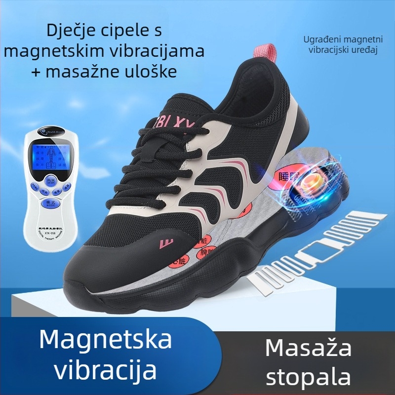 Cipele za masažu stopala magnetnom vibracijom - mrežaste ženske outdoor tenisice, prednje vezivanje, okrugli vrh, peta 3-5 cm, ljeto 2025
