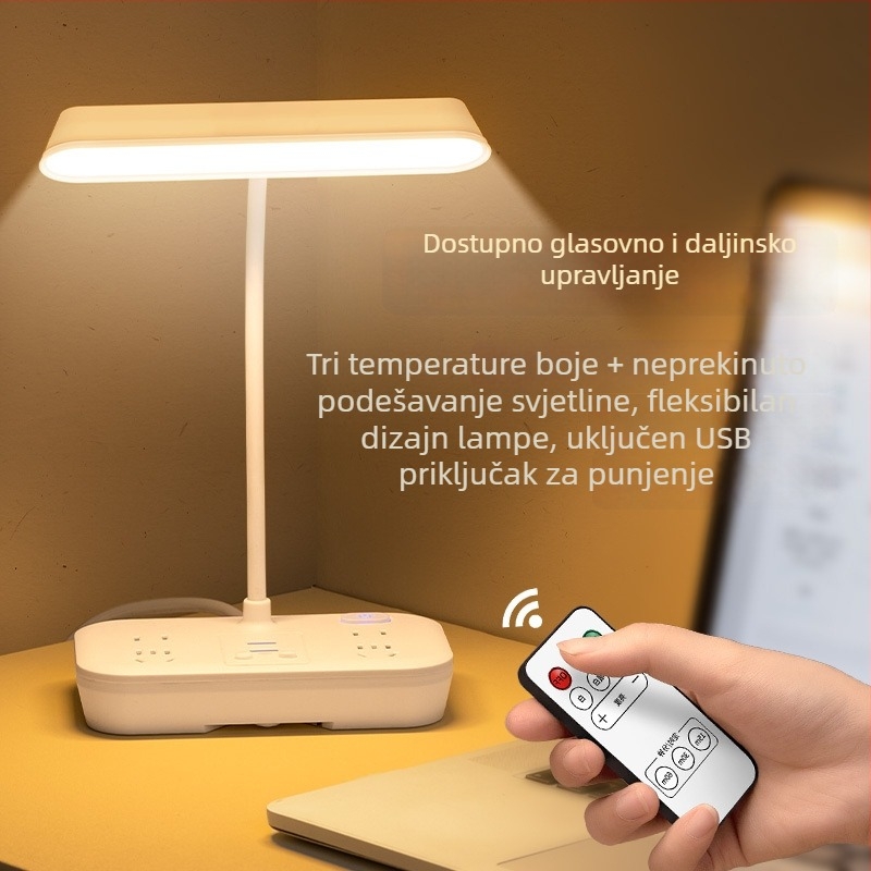 LED stolna lampa s zaštitom očiju, svjetlo za učenje, daljinsko upravljanje i inteligentno upravljanje, napajanje iz utičnice 110V