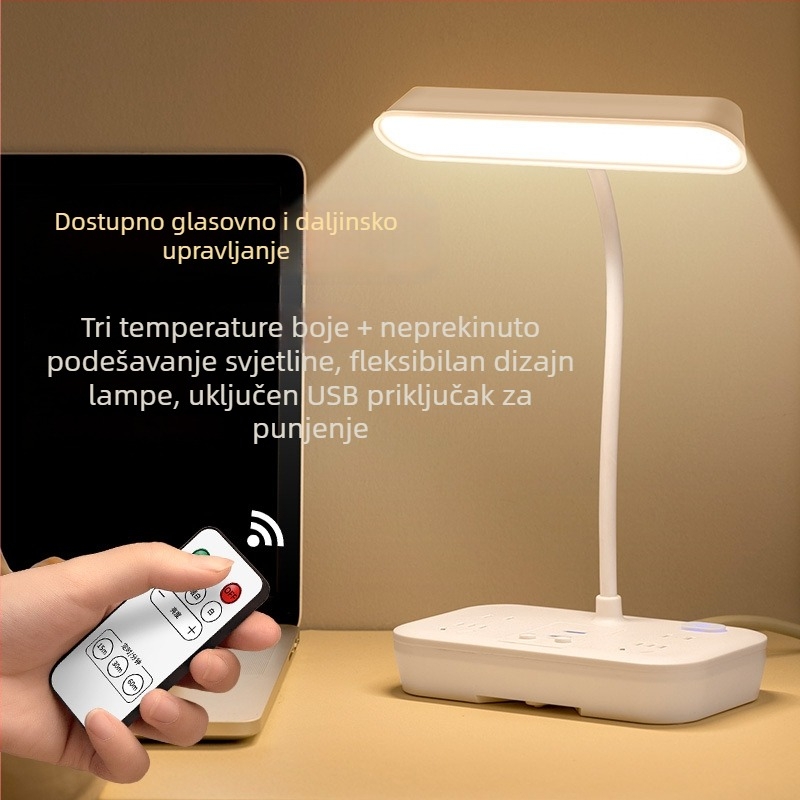LED stolna lampa s zaštitom očiju, svjetlo za učenje, daljinsko upravljanje i inteligentno upravljanje, napajanje iz utičnice 110V