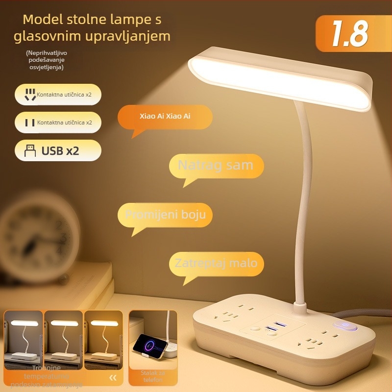LED stolna lampa s zaštitom očiju, svjetlo za učenje, daljinsko upravljanje i inteligentno upravljanje, napajanje iz utičnice 110V