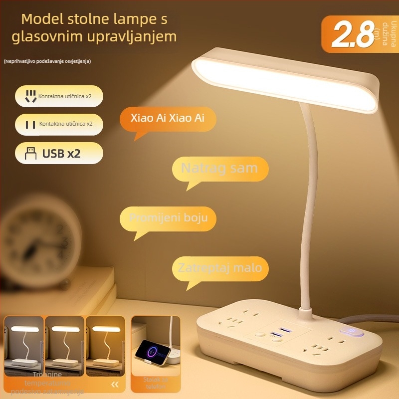 LED stolna lampa s zaštitom očiju, svjetlo za učenje, daljinsko upravljanje i inteligentno upravljanje, napajanje iz utičnice 110V