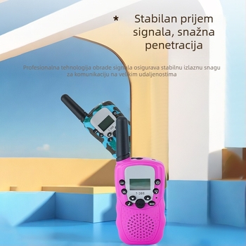T388 Mini dječji walkie-talkie — Kompaktno, domet 1,5–3 km, 0,5 W izlazne snage, 8–22 kanala, Ni-MH baterija 300 mAh, protiv smetnji