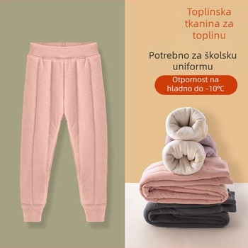 Dječje tople hlače s flisom za zimu, unisex, srednji pojas, 93% poliester, Derong tkanina, uzrast 3–8 godina
