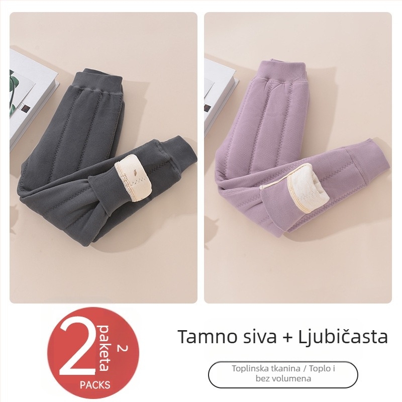 Dječje tople hlače s flisom za zimu, unisex, srednji pojas, 93% poliester, Derong tkanina, uzrast 3–8 godina