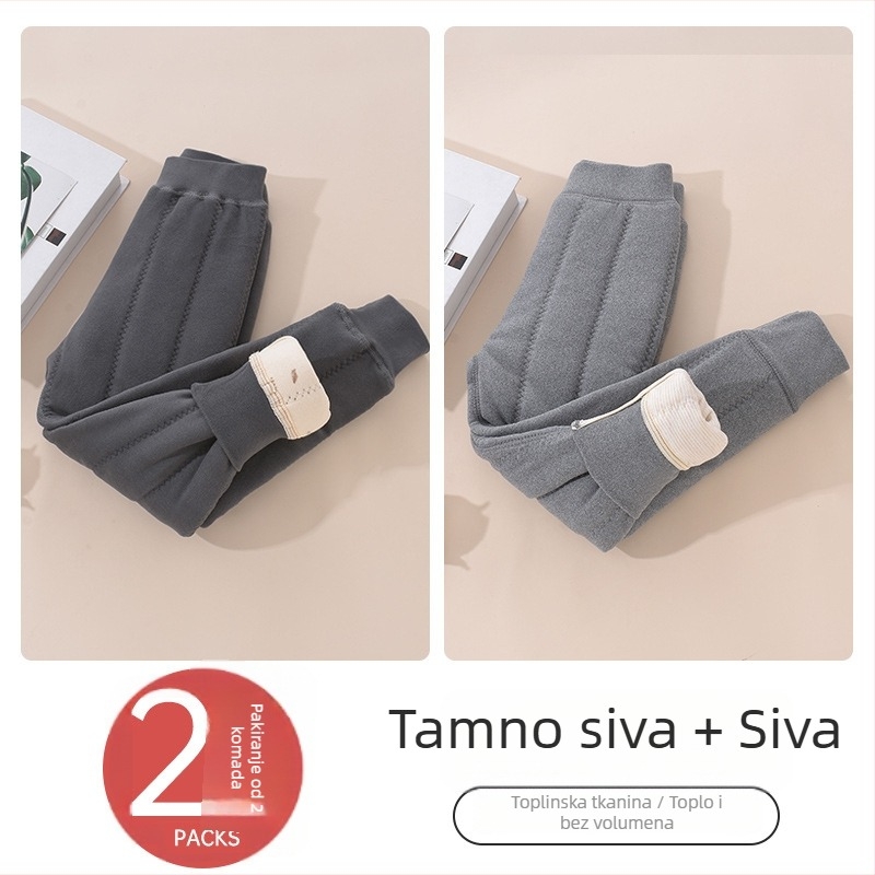 Dječje tople hlače s flisom za zimu, unisex, srednji pojas, 93% poliester, Derong tkanina, uzrast 3–8 godina