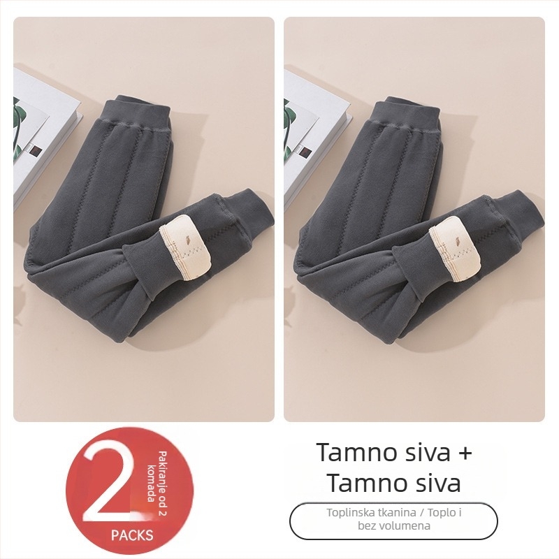 Dječje tople hlače s flisom za zimu, unisex, srednji pojas, 93% poliester, Derong tkanina, uzrast 3–8 godina