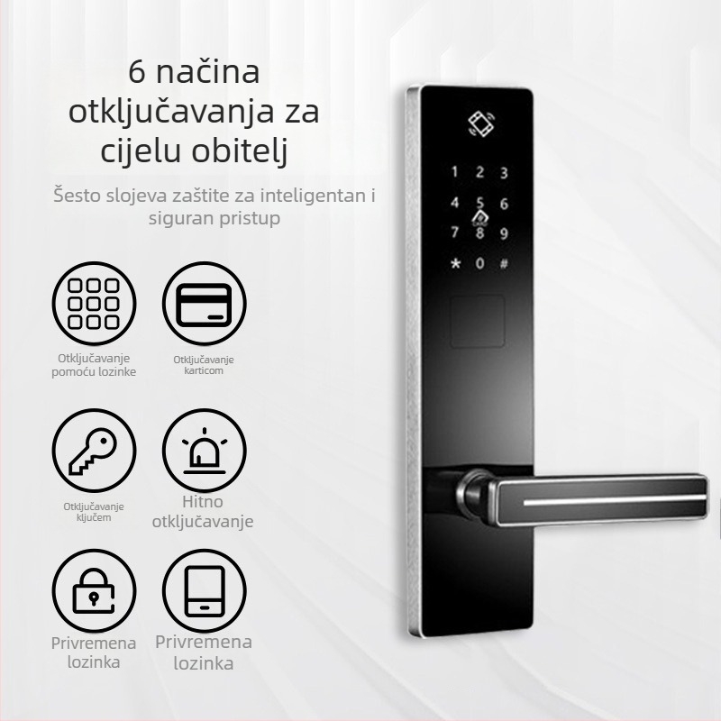Hotelska pametna brava s IC kartom, pristup lozinka i otisak prsta — nadograđena zaštita od krađe, prilagodljiva