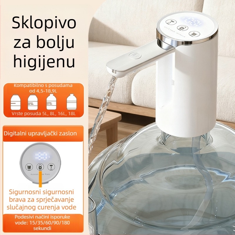 Sklopiva električna pumpa za flaširanu vodu s dodirnim zaslonom, model D36, USB napajanje, 5V, 5W