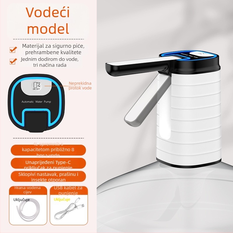 Sklopiva električna pumpa za flaširanu vodu s dodirnim zaslonom, model D36, USB napajanje, 5V, 5W