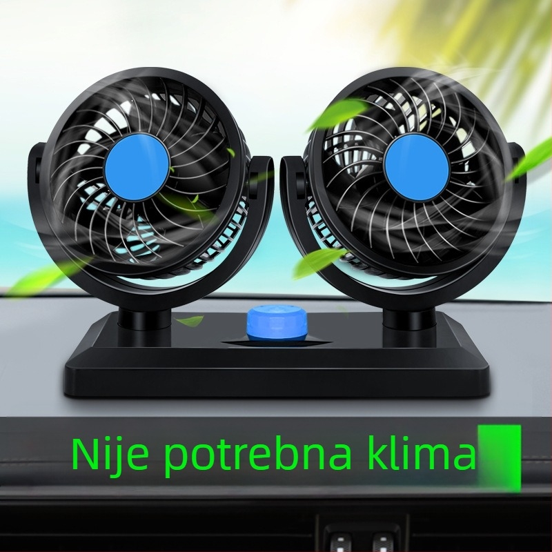 Automobilski ventilator dvostruke napetosti 12V/24V, ABS plast, hlađenje, 220W, prenosni