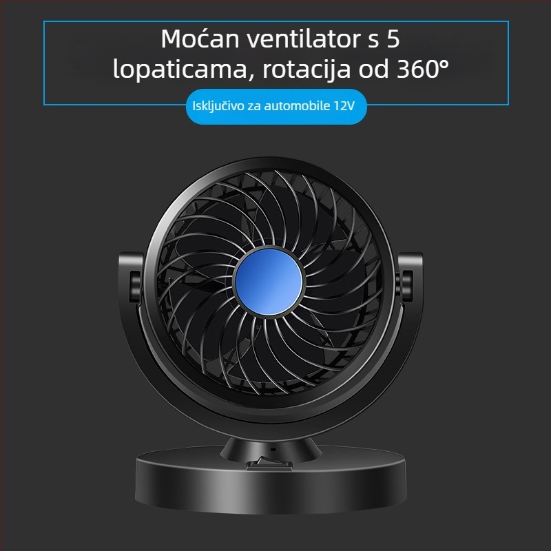 Automobilski ventilator dvostruke napetosti 12V/24V, ABS plast, hlađenje, 220W, prenosni