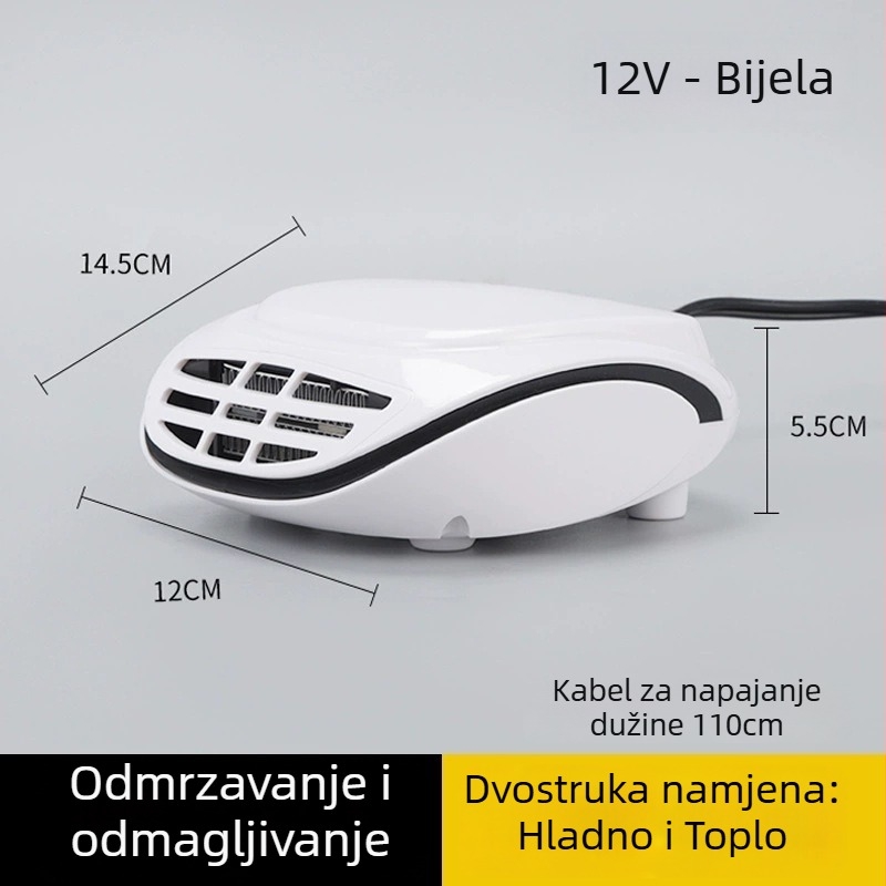 Automobilski grijac za auto 12V s brzim zagrijavanjem, ABS kućište, 120W, model 9847, defogger za staklo