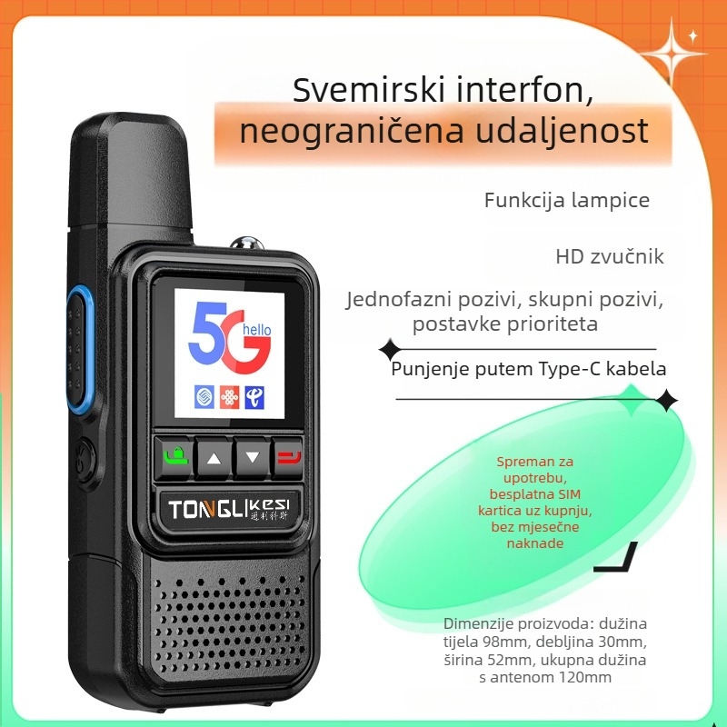 Tricos ručna radiostanica s dometom >50 km, 200 kanala, RF izlaz 1 W, baterija 6800 mAh.