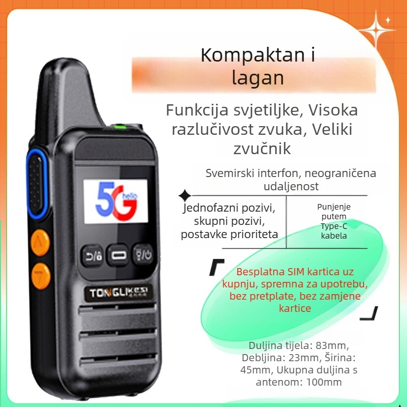 Tricos ručna radiostanica s dometom >50 km, 200 kanala, RF izlaz 1 W, baterija 6800 mAh.