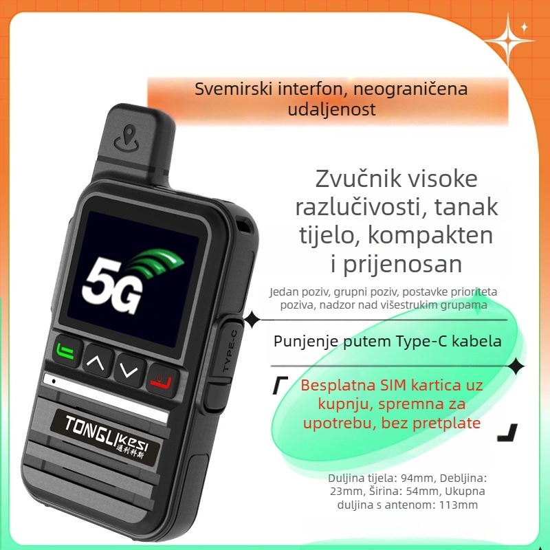 Tricos ručna radiostanica s dometom >50 km, 200 kanala, RF izlaz 1 W, baterija 6800 mAh.