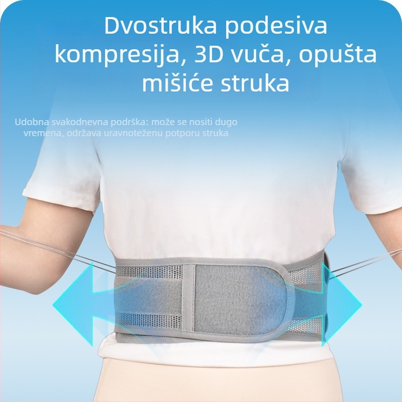 Pojas za struk s uskom vezom i dvostrukim navijanjem, regulacijski korekcijski pojas za podršku struka i kontrolu trbuha (polietser, odrasli, badminton)