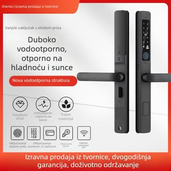 Deep Deer x7 Pametna brava za vanjska aluminijska vrata – pristup otiskom prsta, lozinkom i ključem; 50 pohranjenih otisaka prsta, >10.000 otvaranja, skeniranje <1 s, IPX65, -30°C do 80°C