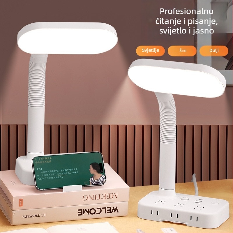 Hongting Studenska stolna lampa za učenje s načinom zaštite očiju, anti-plavo svjetlo, podesiva jačina, USB napajanje, daljinsko upravljanje