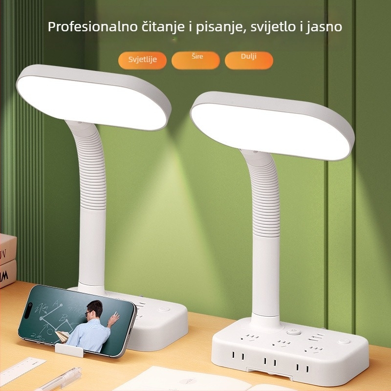 Hongting Studenska stolna lampa za učenje s načinom zaštite očiju, anti-plavo svjetlo, podesiva jačina, USB napajanje, daljinsko upravljanje