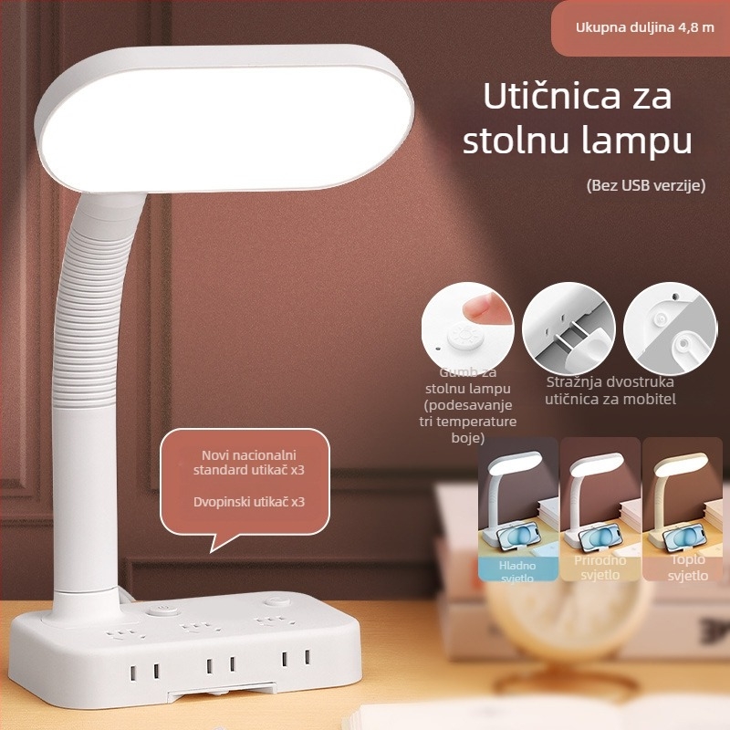 Hongting Studenska stolna lampa za učenje s načinom zaštite očiju, anti-plavo svjetlo, podesiva jačina, USB napajanje, daljinsko upravljanje