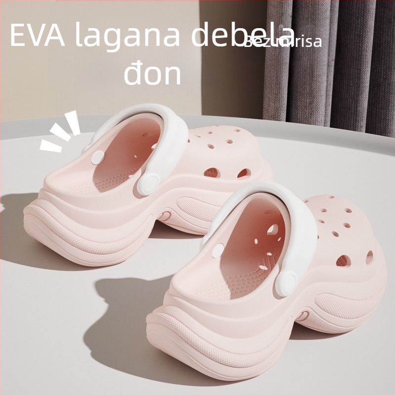 Red Crane ženske Mary Jane EVA papuče s visokim petom, 5 cm debela potplata, injekcijski oblikovane, Crocs stil za plažu i svakodnevno nošenje