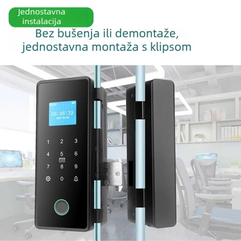 SWR-Z200 Pametna brava za staklena vrata s čitačem otiska 100 zapisa, velikim zaslonom, zaštitom lozinkom i daljinskim upravljanjem putem mobitela; kompatibilna sa staklenim i drvenim vratima