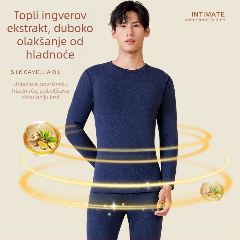 Termo donje rublje set bez šavova, debeli poliester bazni sloj 251–300 g/m², dugi rukav gornji dio i duge hlače, unisex, okrugli izrez