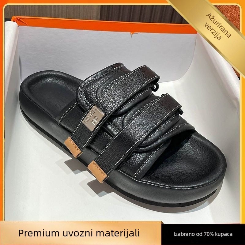 Muške slip-on sandale s Velcro kopčom, PU gornji dio, kompozitna potplata, korejski stil
