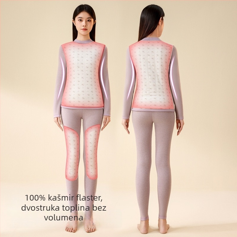 Zimski termalni komplet od 100% vune, fleece podstava, debljina 251–300 g/m², okrugli ovratnik, tri sloja