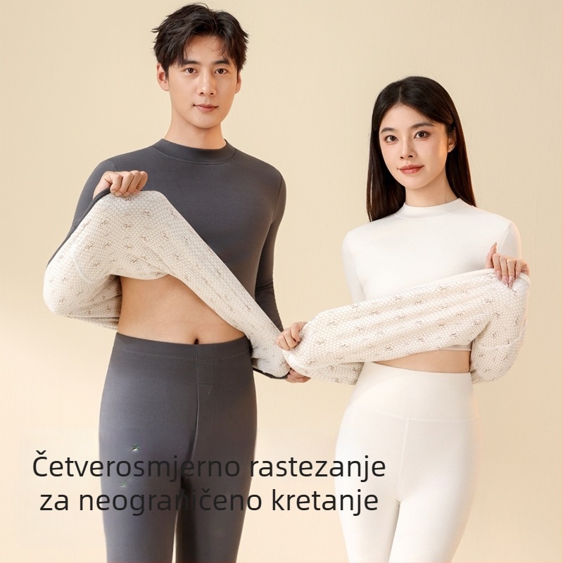 Zimski termalni komplet od 100% vune, fleece podstava, debljina 251–300 g/m², okrugli ovratnik, tri sloja