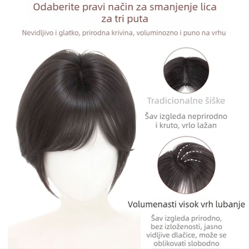 Dijel za kosu s bangs za žene, Miješani svileni bangs, Visokotemperaturni svila, Povećanje volumena na vrhu, Nije bojano