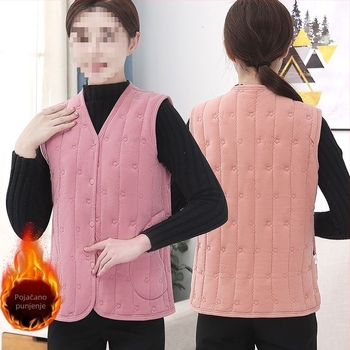 Ženski vest, snježni uzorak, V-izrez, ultra kratka duljina ≤40 cm, materijal: ovčji kašmir, punilo: vuna