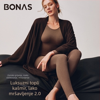 Ženski kašmir termični set – bezšivni dizajn, uska silueta, održava toplinu, antibakterijski, gornji dio s dugim rukavima i hlače