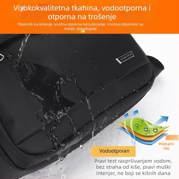 Muška torba preko ramena – unisex stil, PU materijal, Oxford podstava, prozračna, proširivi kapacitet