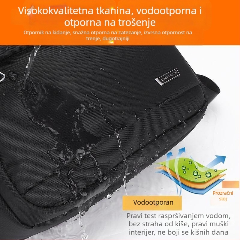 Muška torba preko ramena – unisex stil, PU materijal, Oxford podstava, prozračna, proširivi kapacitet