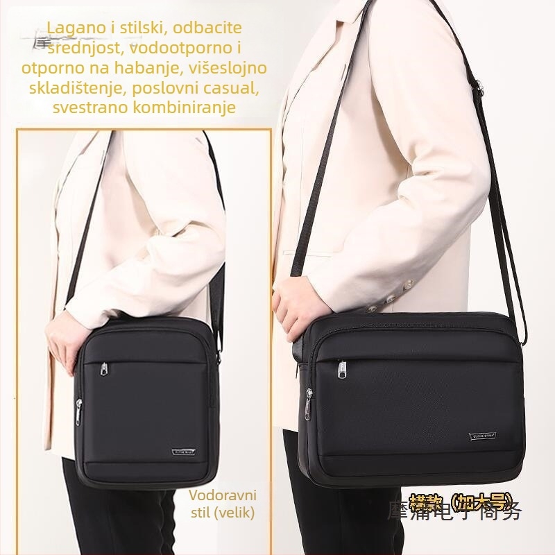Muška torba preko ramena – unisex stil, PU materijal, Oxford podstava, prozračna, proširivi kapacitet