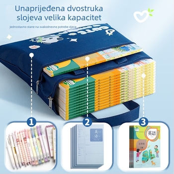 Beiduome platnena školska torba s zatvaračem – crtani dizajn, velika kapaciteta, za učenike osnovne škole