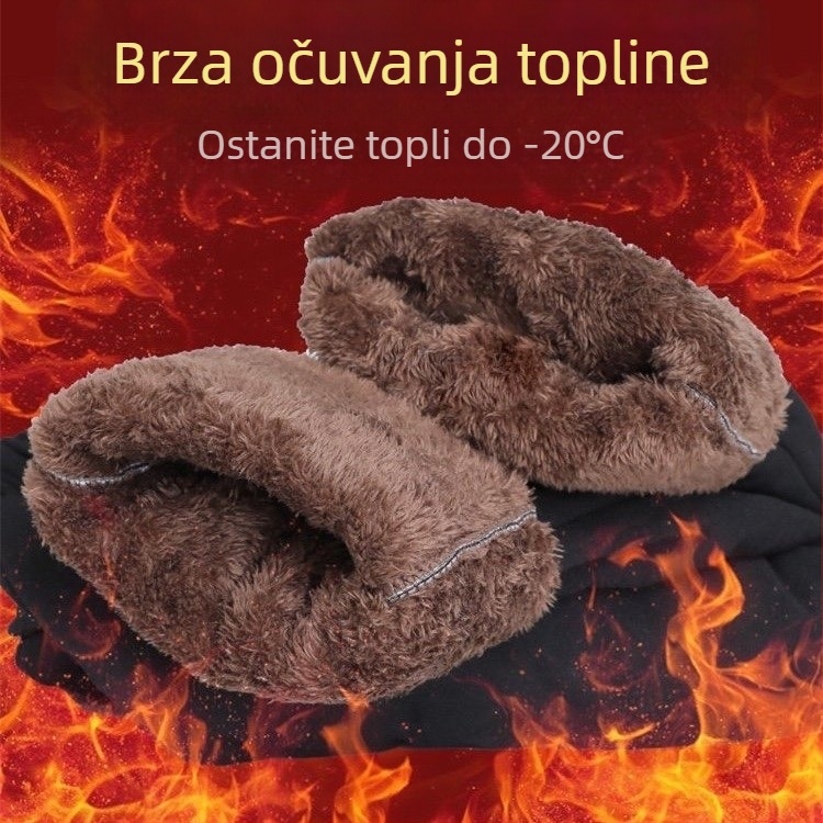 Ženske zimske hlače s flis podstavom, opuštena silueta, duge hlače, tkanina pamuk-poliester, labai debele