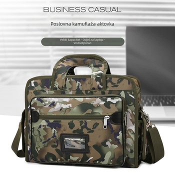 Torba preko ramena za laptop s kamuflažnim uzorkom, izdržljiva Oxford tkanina, poliester podstava, višeslojna organizacija, pogodna za poslovna putovanja