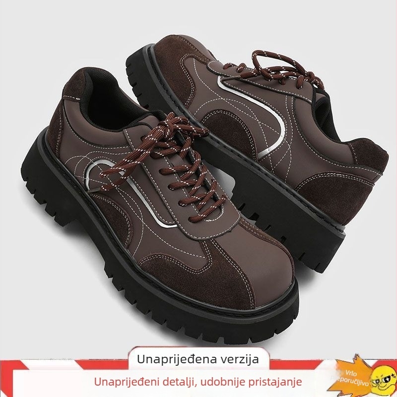 Kožne Derby cipele za muškarce – povećanje visine, patchwork gornji dio, debeli potplat, okrugli vrh