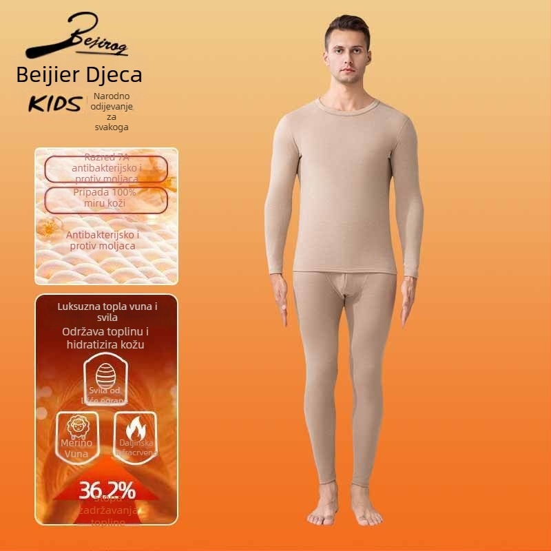 Bejirog Arctic Velvet termo donje rublje s fleisom, muški komplet gornji dio s dugim rukavom i hlače, debeli 251–300 g/m2, glavna tkanina 80–90% poliester, topao, antibakterijski, anti-pilling, jednobojan