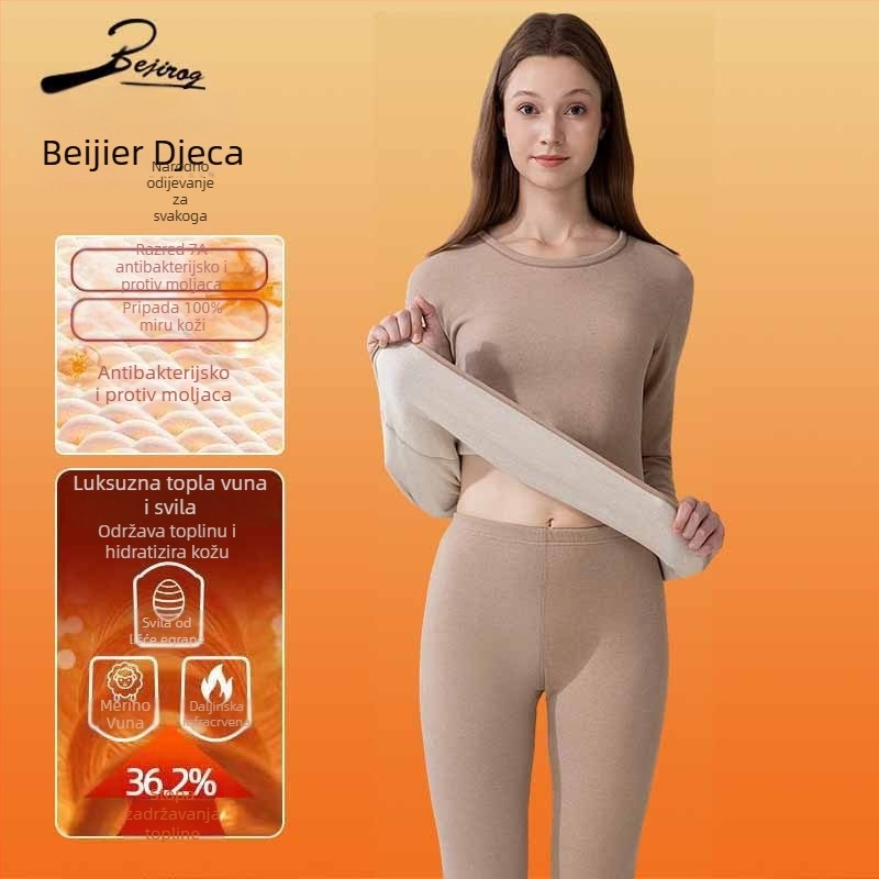 Bejirog Arctic Velvet termo donje rublje s fleisom, muški komplet gornji dio s dugim rukavom i hlače, debeli 251–300 g/m2, glavna tkanina 80–90% poliester, topao, antibakterijski, anti-pilling, jednobojan