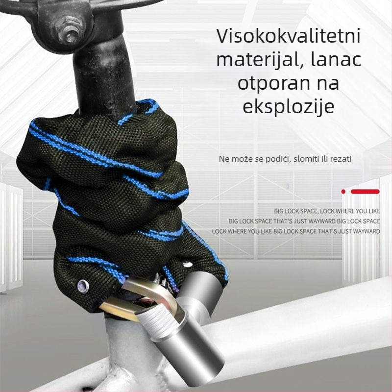 Lančana zaključavka protiv krađe za bicikle – prenosna, debela i produžena lanac, pogodan za električne i planinske bicikle