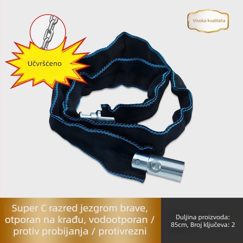 Lančana zaključavka protiv krađe za bicikle – prenosna, debela i produžena lanac, pogodan za električne i planinske bicikle
