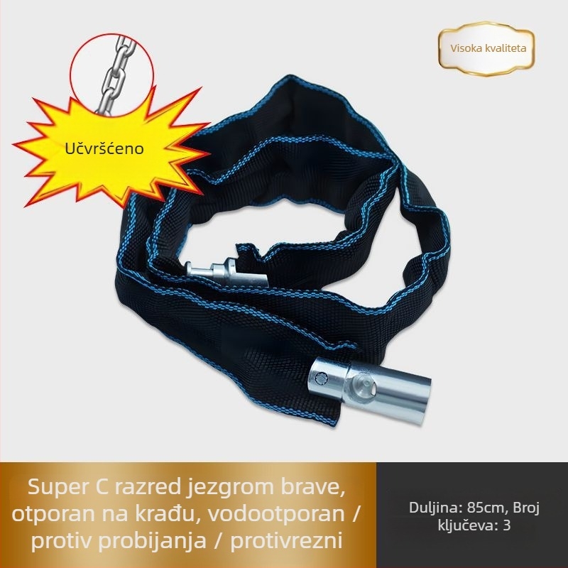 Lančana zaključavka protiv krađe za bicikle – prenosna, debela i produžena lanac, pogodan za električne i planinske bicikle