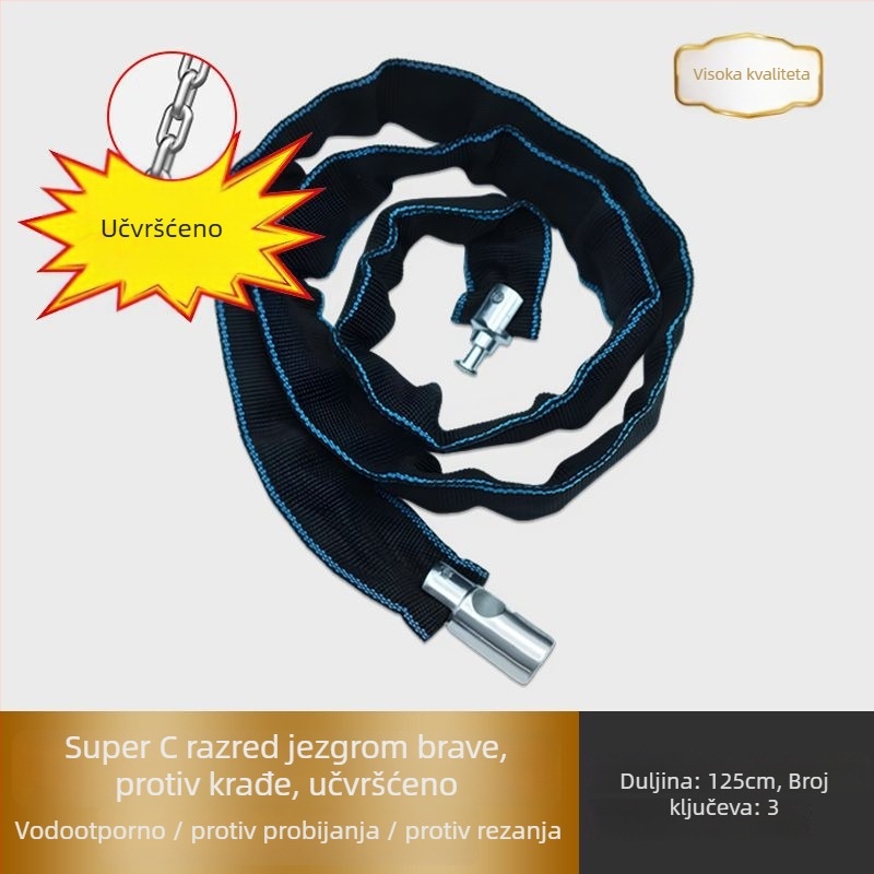 Lančana zaključavka protiv krađe za bicikle – prenosna, debela i produžena lanac, pogodan za električne i planinske bicikle