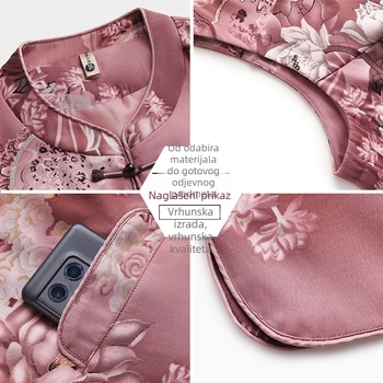 Vesta za majke srednje dobi i starije, kineski retro stil, floralni žakard poliester, duljina 65–80 cm, izlazak u jesen 2025