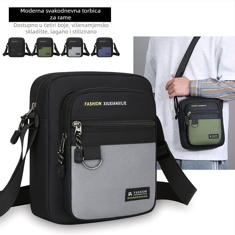 Muška crossbody torba – gradski stil, Oxford tkanina, vodootporna, prozračna, ultra lagana, otporna na habanje