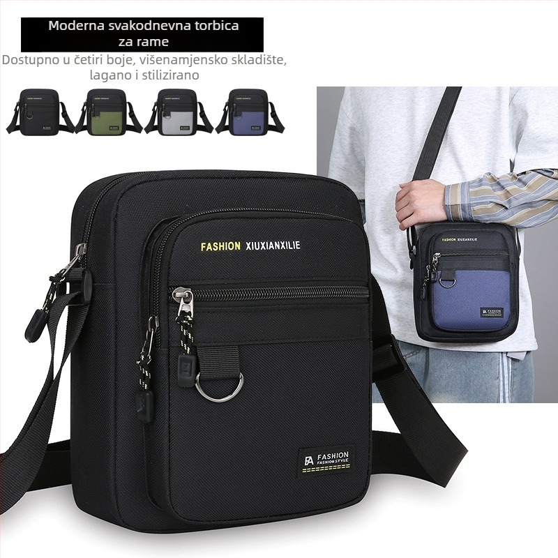Muška crossbody torba – gradski stil, Oxford tkanina, vodootporna, prozračna, ultra lagana, otporna na habanje